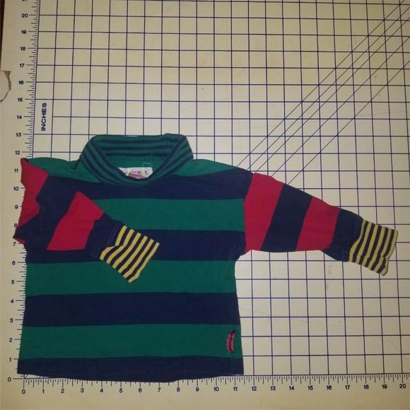 VTG 90s Gymboree Boys Multicolor Long Sleeve Turtleneck Striped Sweatshirt XS - Picture 1 of 4